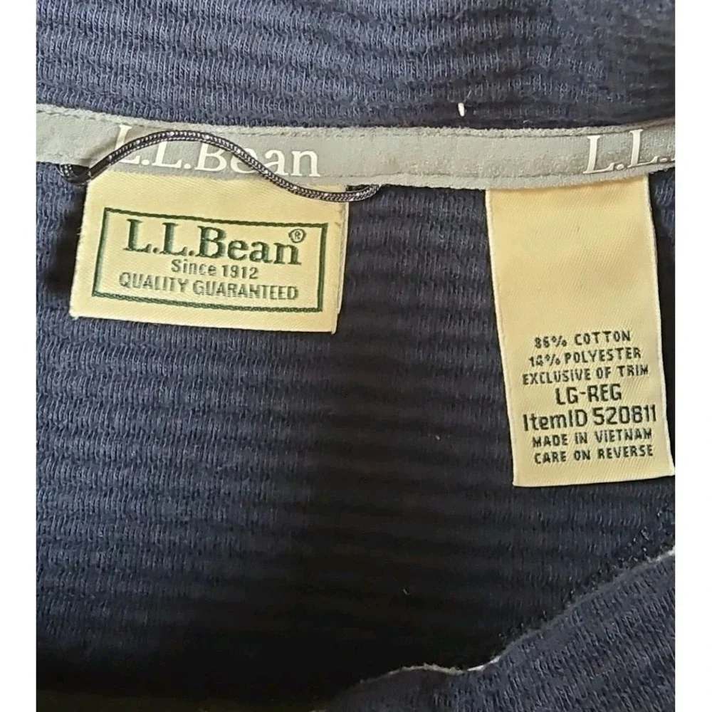 L.L.Bean Green 1/4 Zip Mock Neck Knit Pullover Sweatshirt Logo Men's L OLIVE GRE